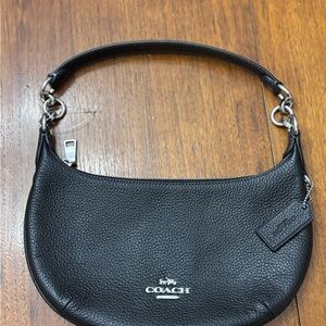 Coach Pebbled Black Leather Shoulder Bag Mini Payton
